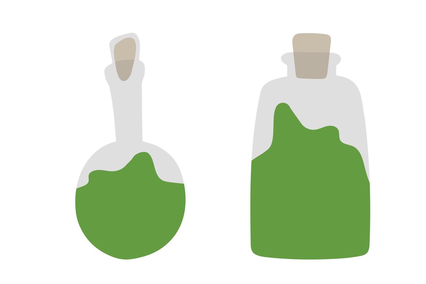 Set of Bottles magic liquid potion fantasy elixir. vector
