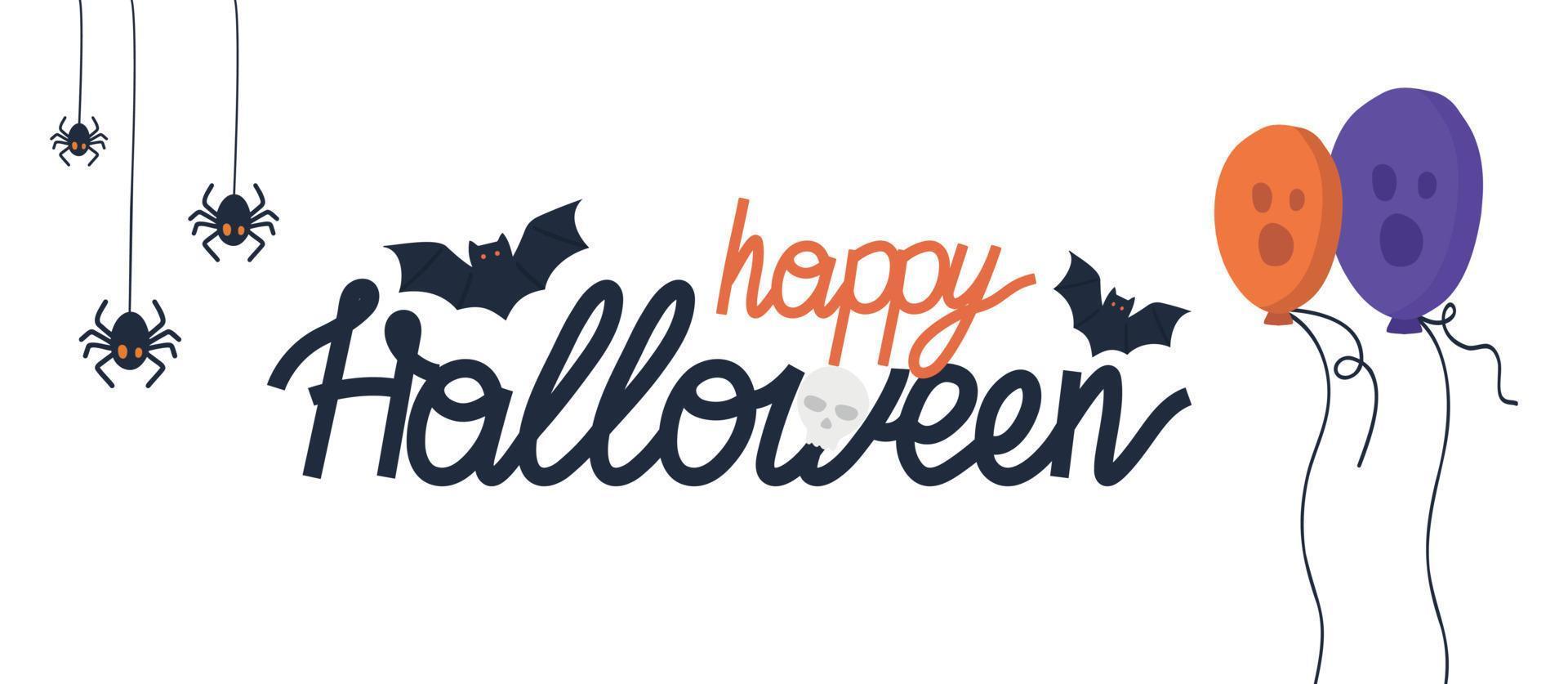 Happy Halloween inscription. Handwritten printing for Halloween for a flyer, poster, greeting card, banner. A hand-drawn decorative design element. vector