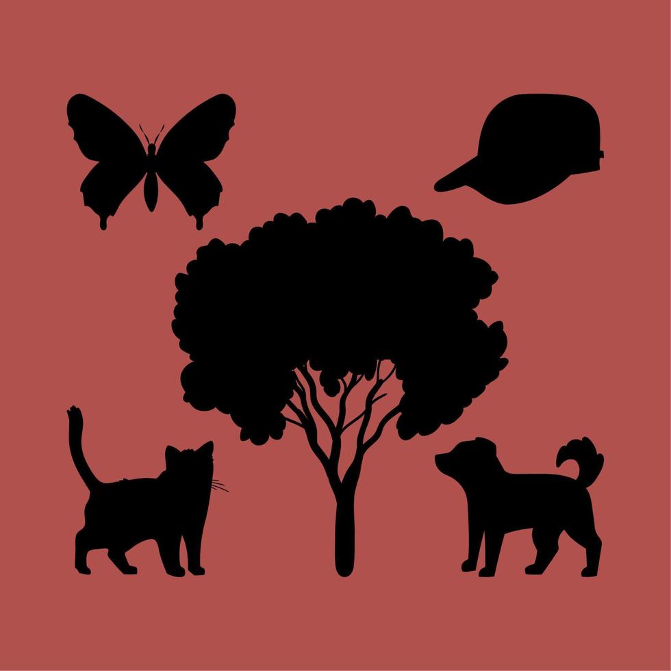 five black silhouettes icons vector