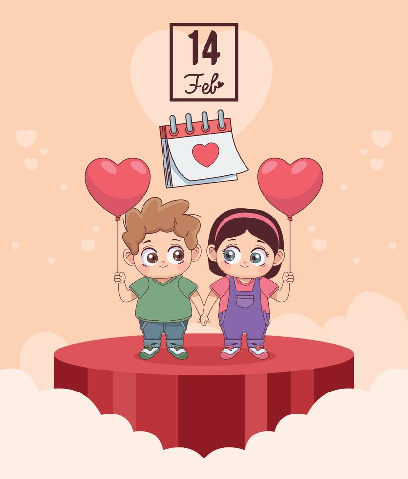 poster 14 february little lovers vector