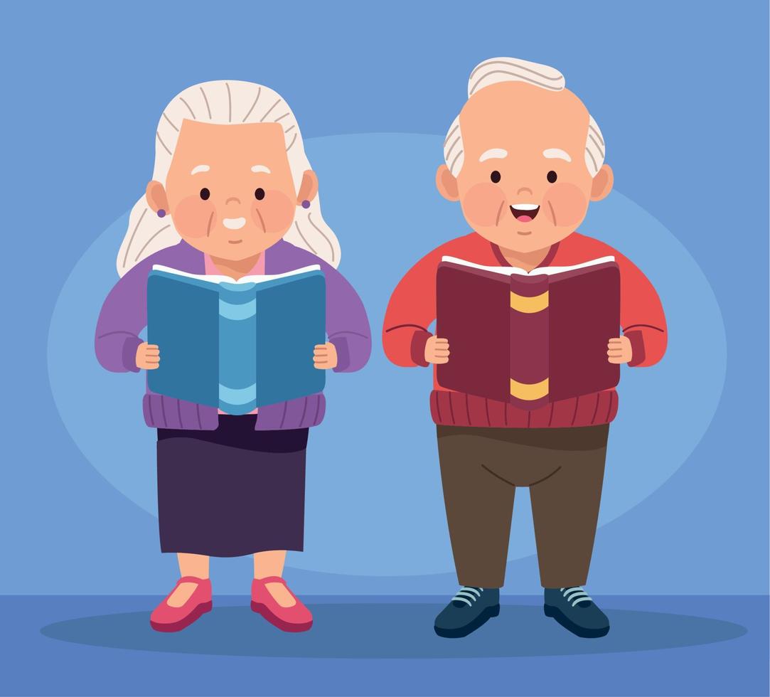 two elderly persons studing vector