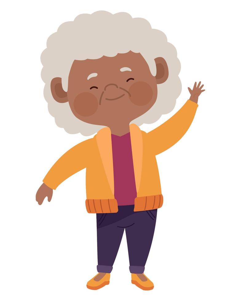 afro old woman saludating vector