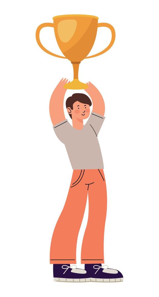 man holding trophy vector