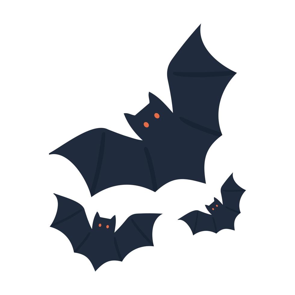 conjunto de iconos de murciélago negro de halloween. siluetas de murciélagos. un símbolo de halloween. vector