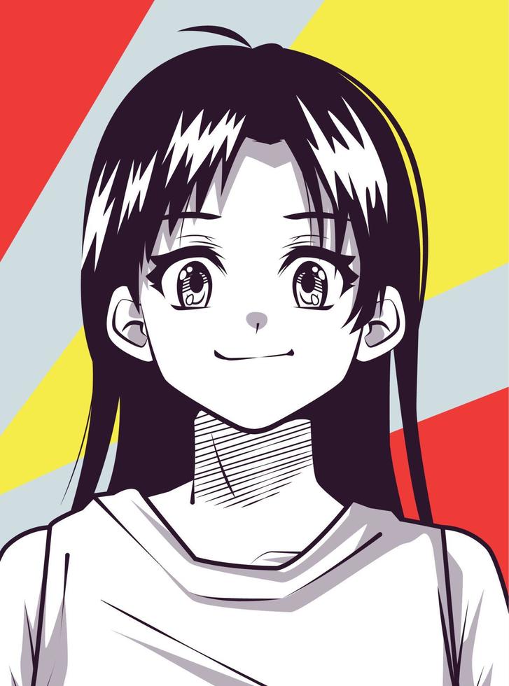 personaje de anime de niña sonriente vector