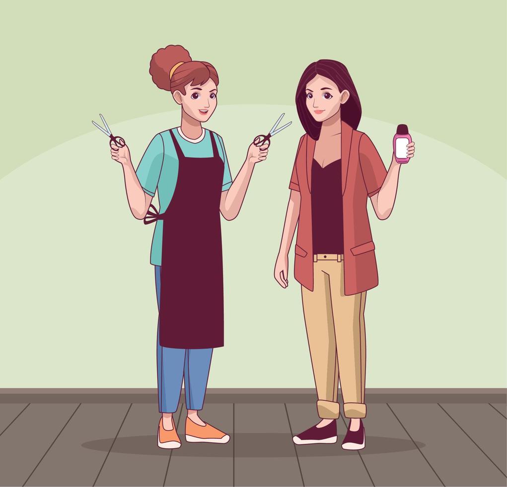 beauty salon workers couple vector