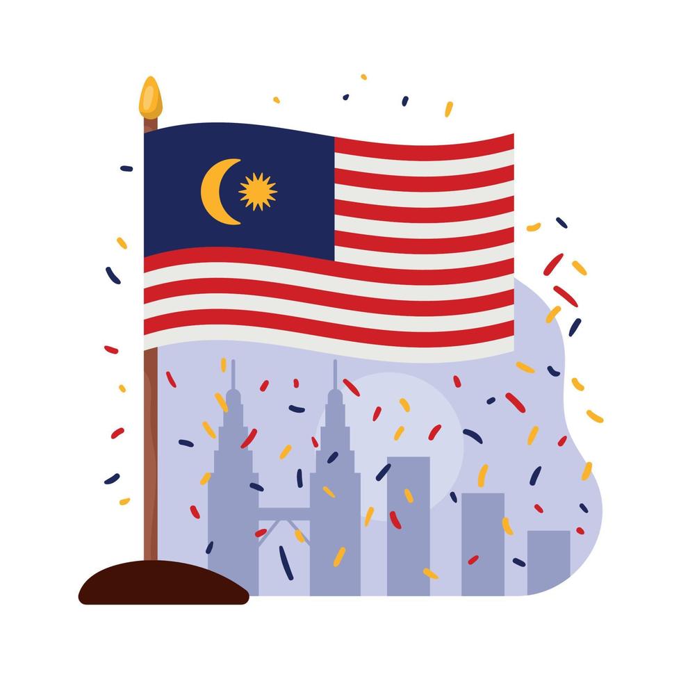malaysian flag on the city vector