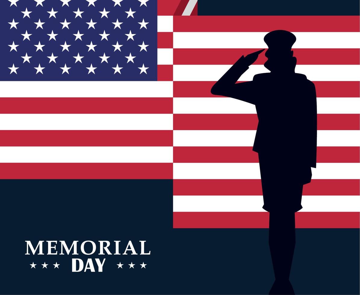 memorial day lettering postcard vector