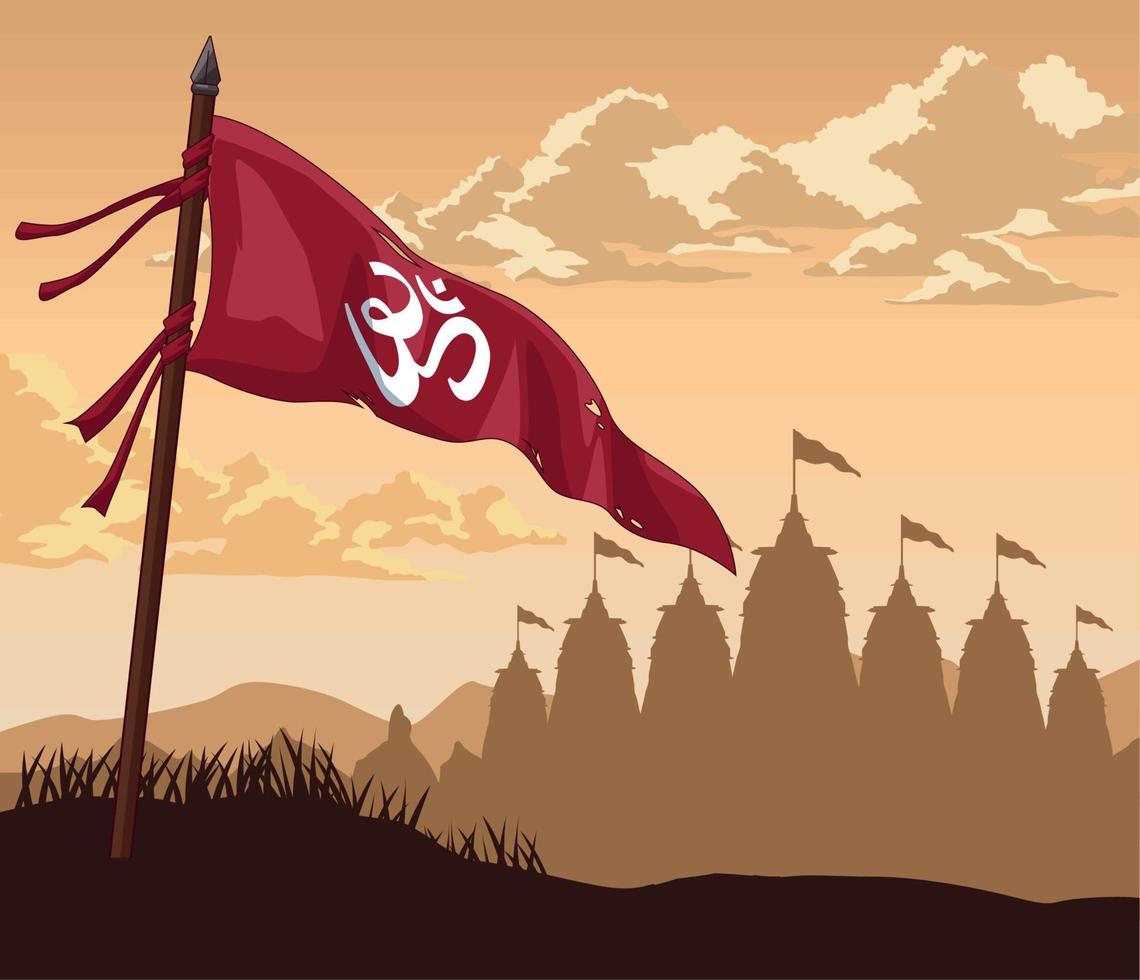 dussehra flag in pole vector