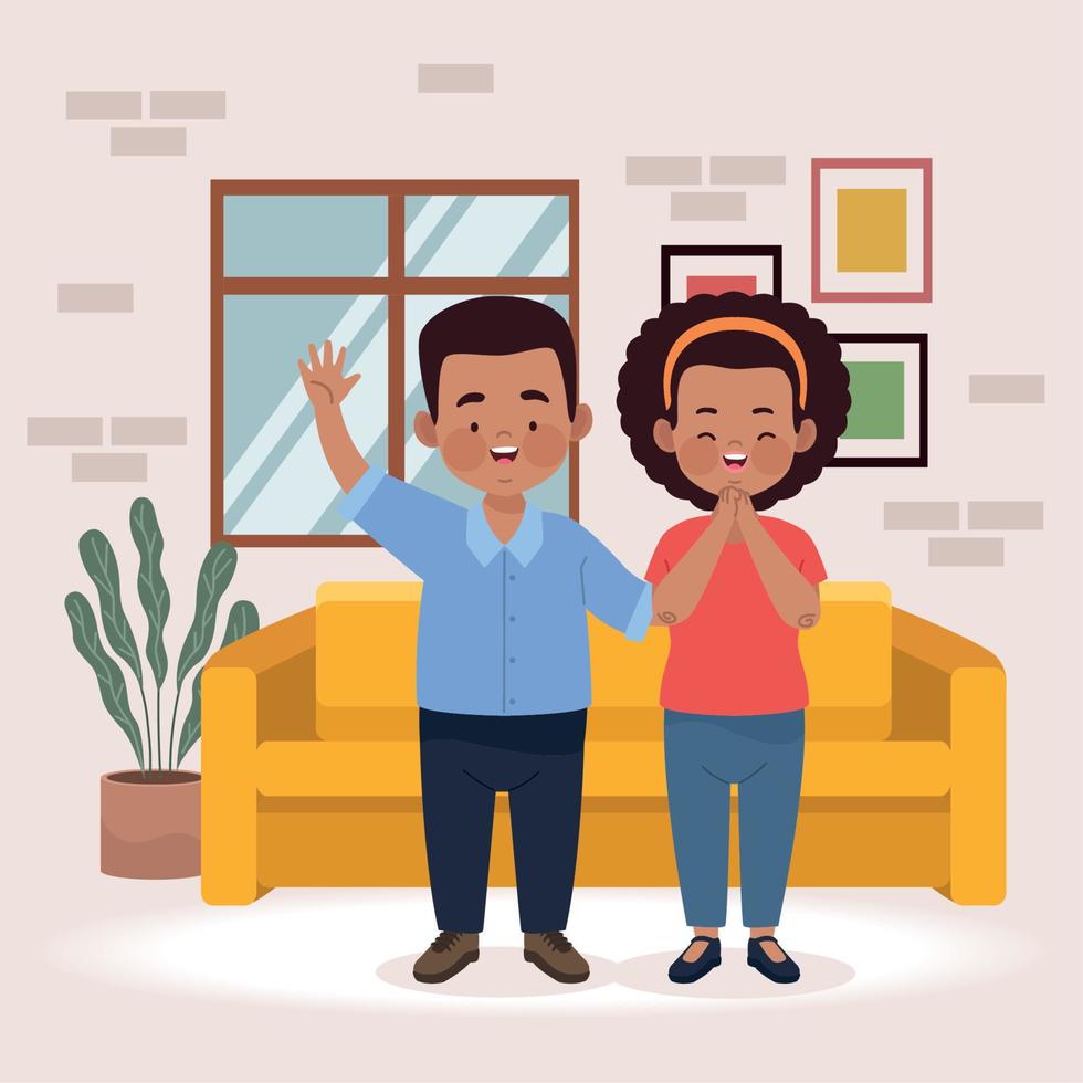 afro parents couple vector