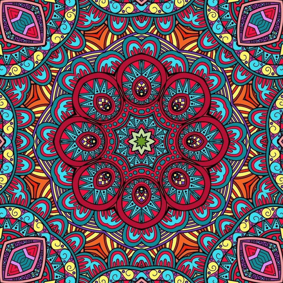 Colorful Mandala Flowers Pattern Boho Symmetrical 207 photo