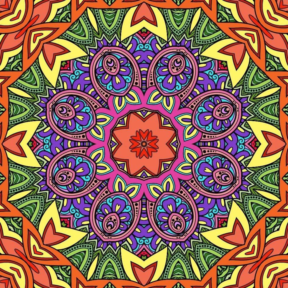 Colorful Mandala Flowers Pattern Boho Symmetrical 194 photo