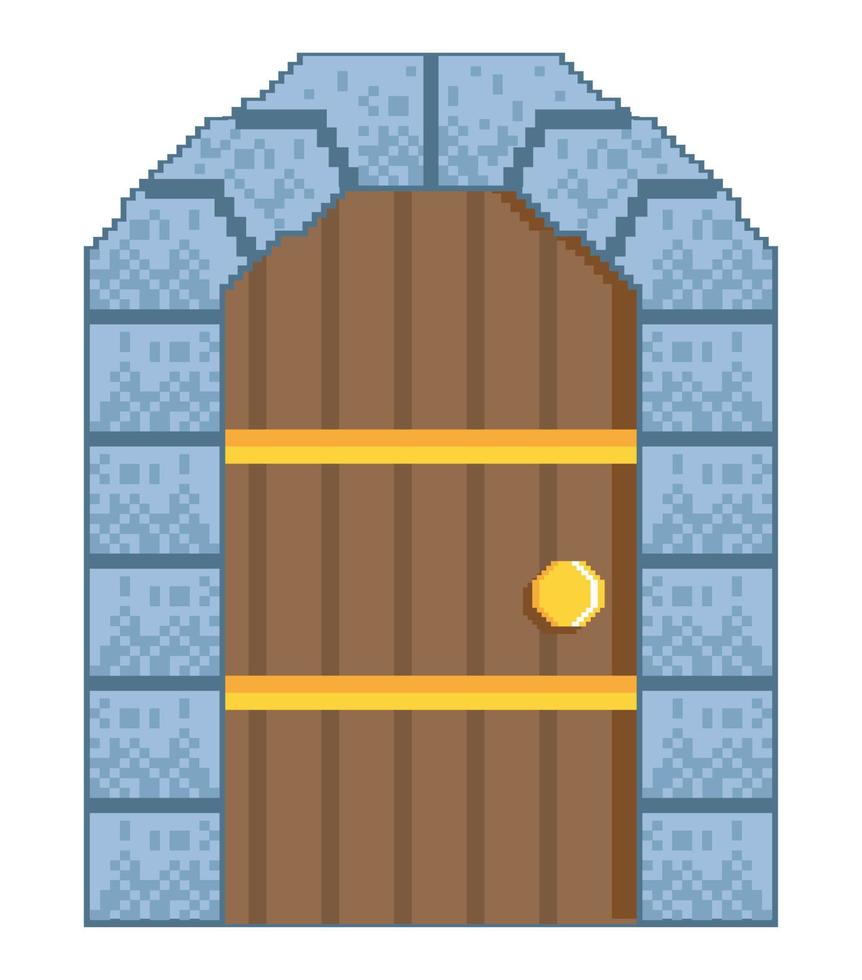 arte de píxeles de la puerta del castillo vector