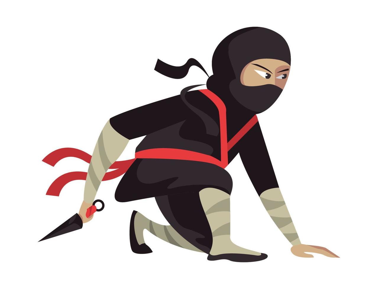 guerrero ninja con daga vector