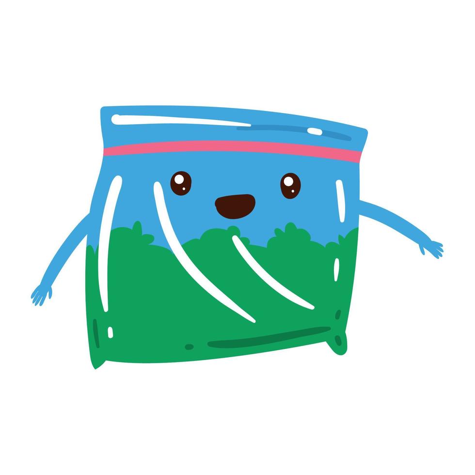 bag with cannabis kawaii vector