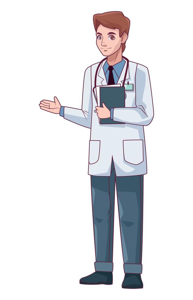 professional doctor with checklist vector