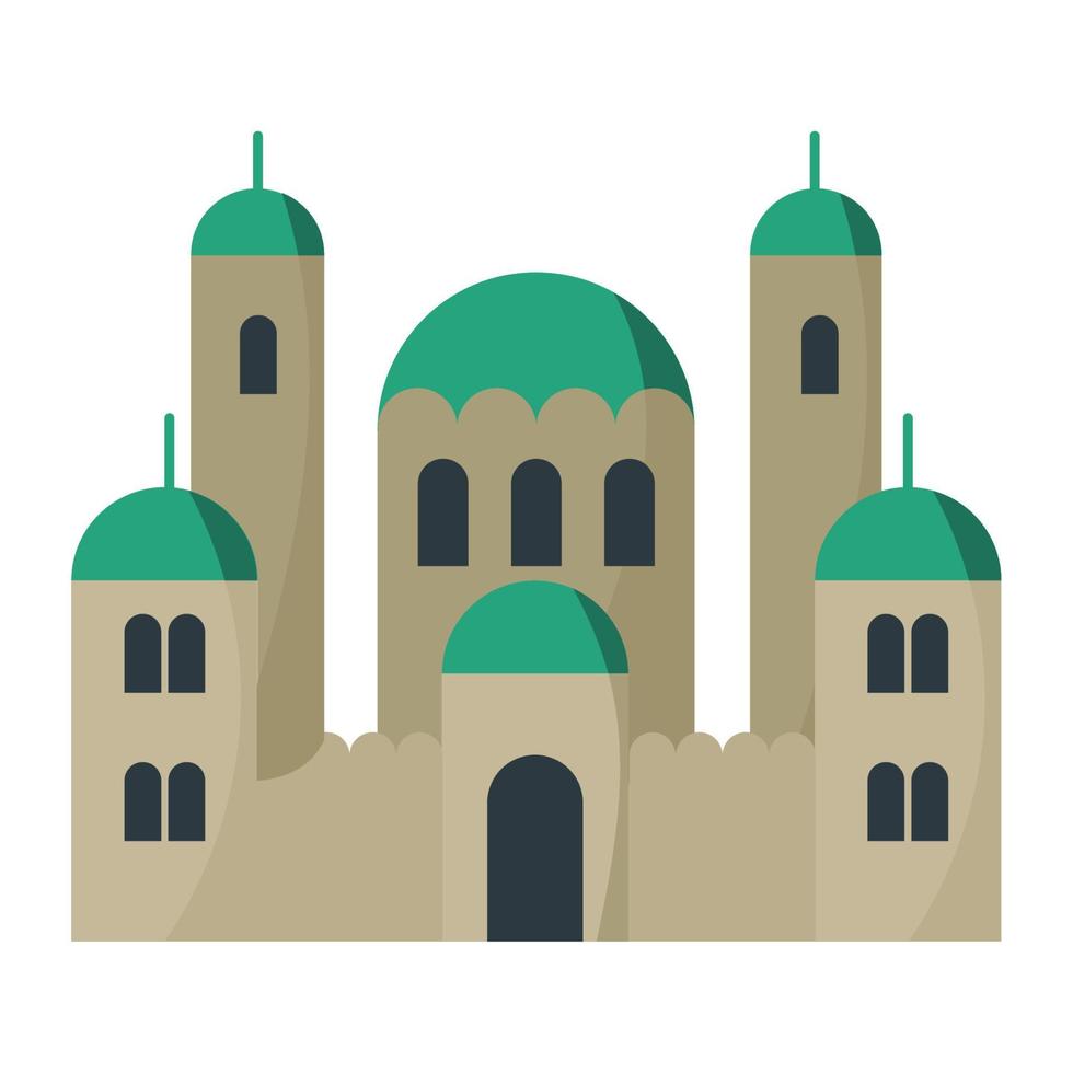 fachada de la mezquita verde vector