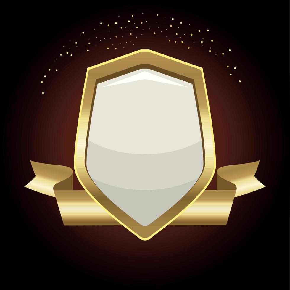 golden shield in ribbon vector