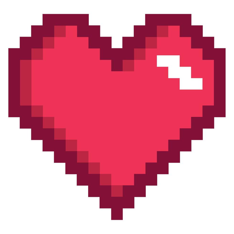 pixel heart icon vector