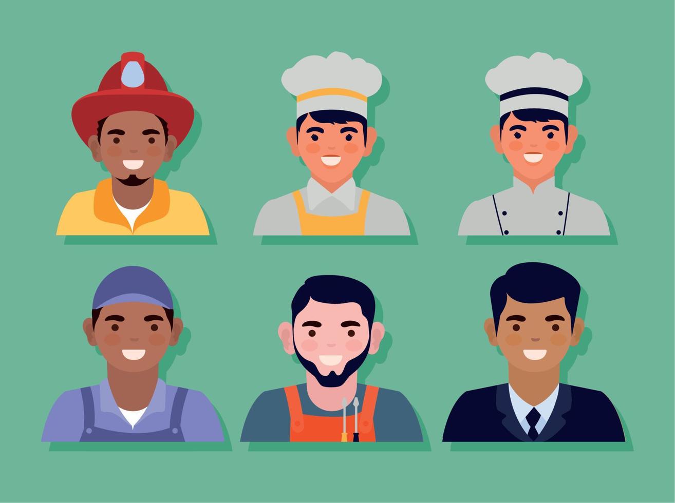 group of six professionals workers vector