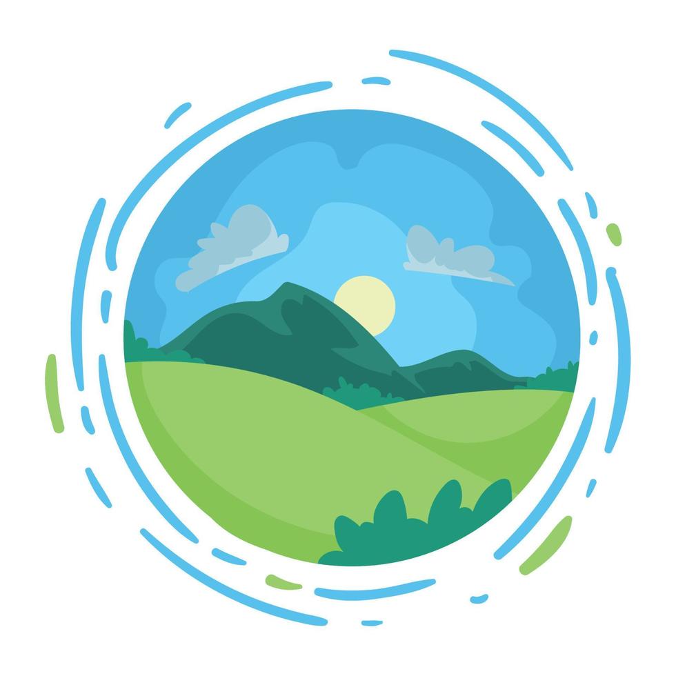landscape in circle vector