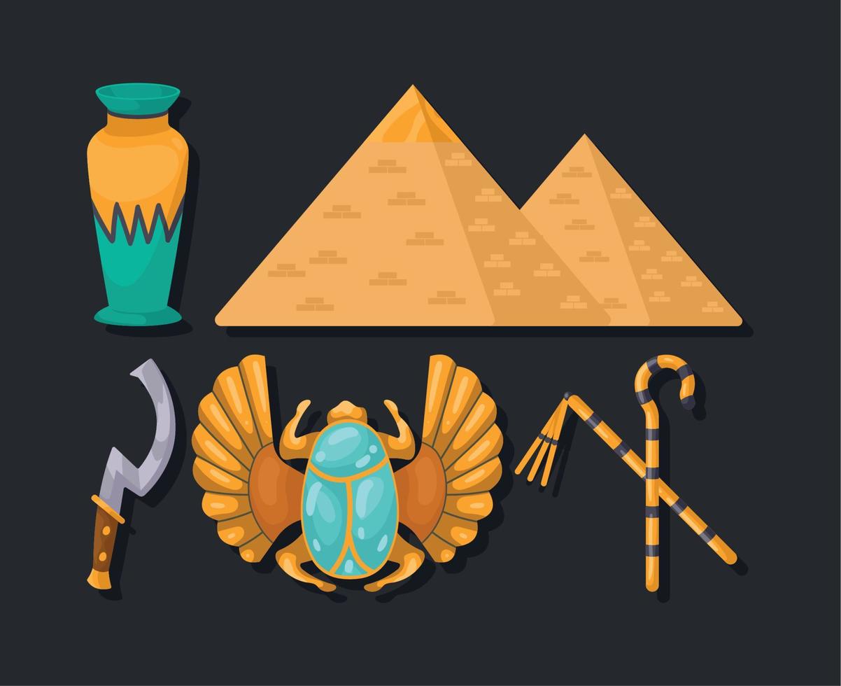 egyptian culture old icons vector