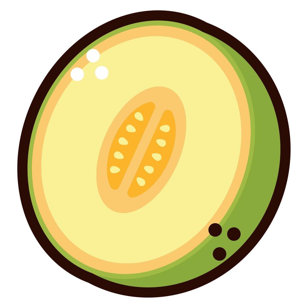 half cantaloupe fruit doodle vector