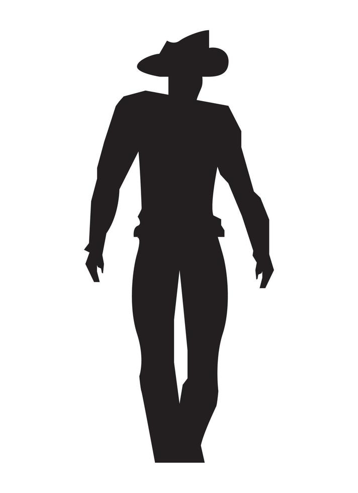 cowboy walking silhouette vector