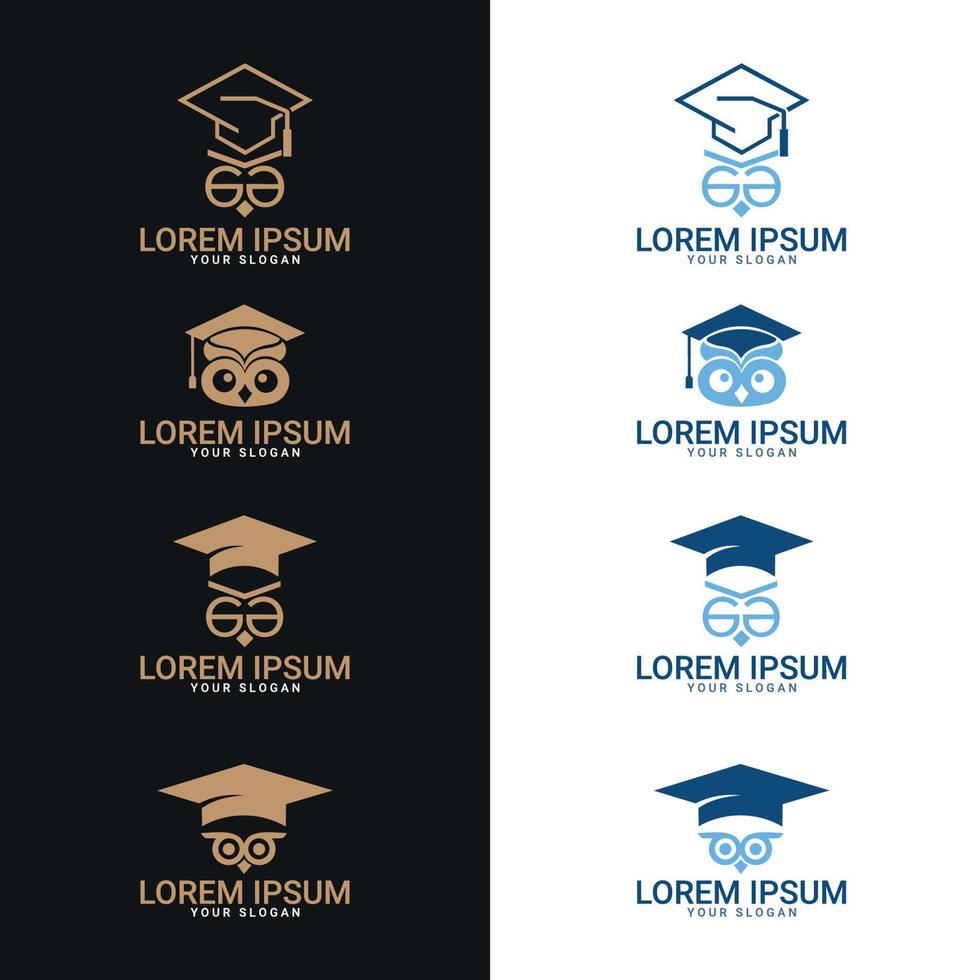 Vector owl with graduation hat Education logo. suitable for company logo, print, digital, icon, apps, and other marketing material purpose. owl logo set.