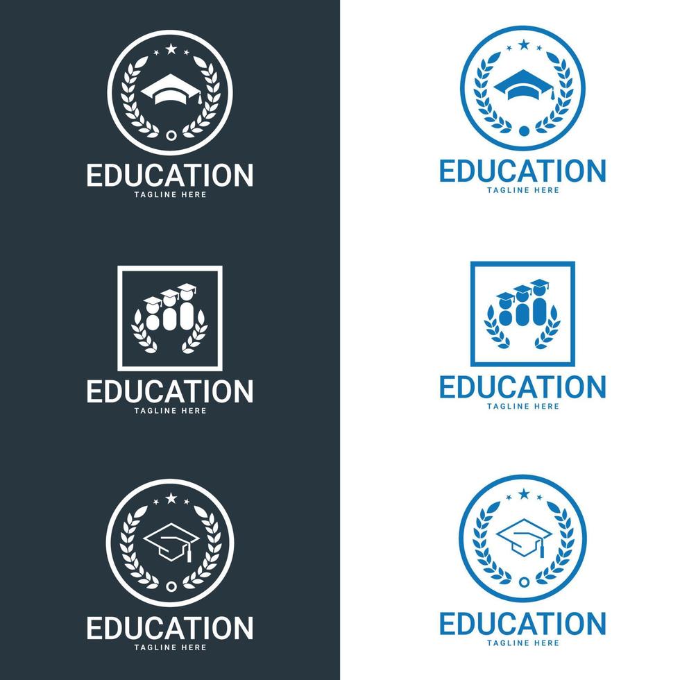 diseño de icono de logotipo de educación. adecuado para el logotipo de la empresa, impresión, digital, icono, aplicaciones y otros fines de material de marketing. conjunto de logotipos de educación. vector