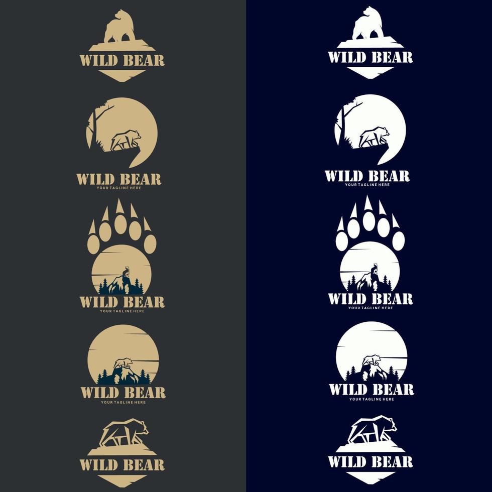 bear logo design icon silhouette vector. Outdoor Adventure Logo Vector Illustration Design