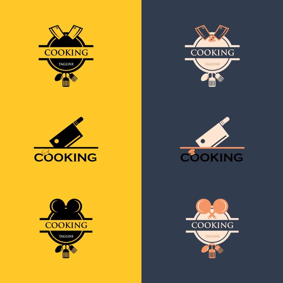 Cooking logo. Icon or symbol for design menu restaurant. Graphic logo template for cooking cuisine course. Vector Illustration