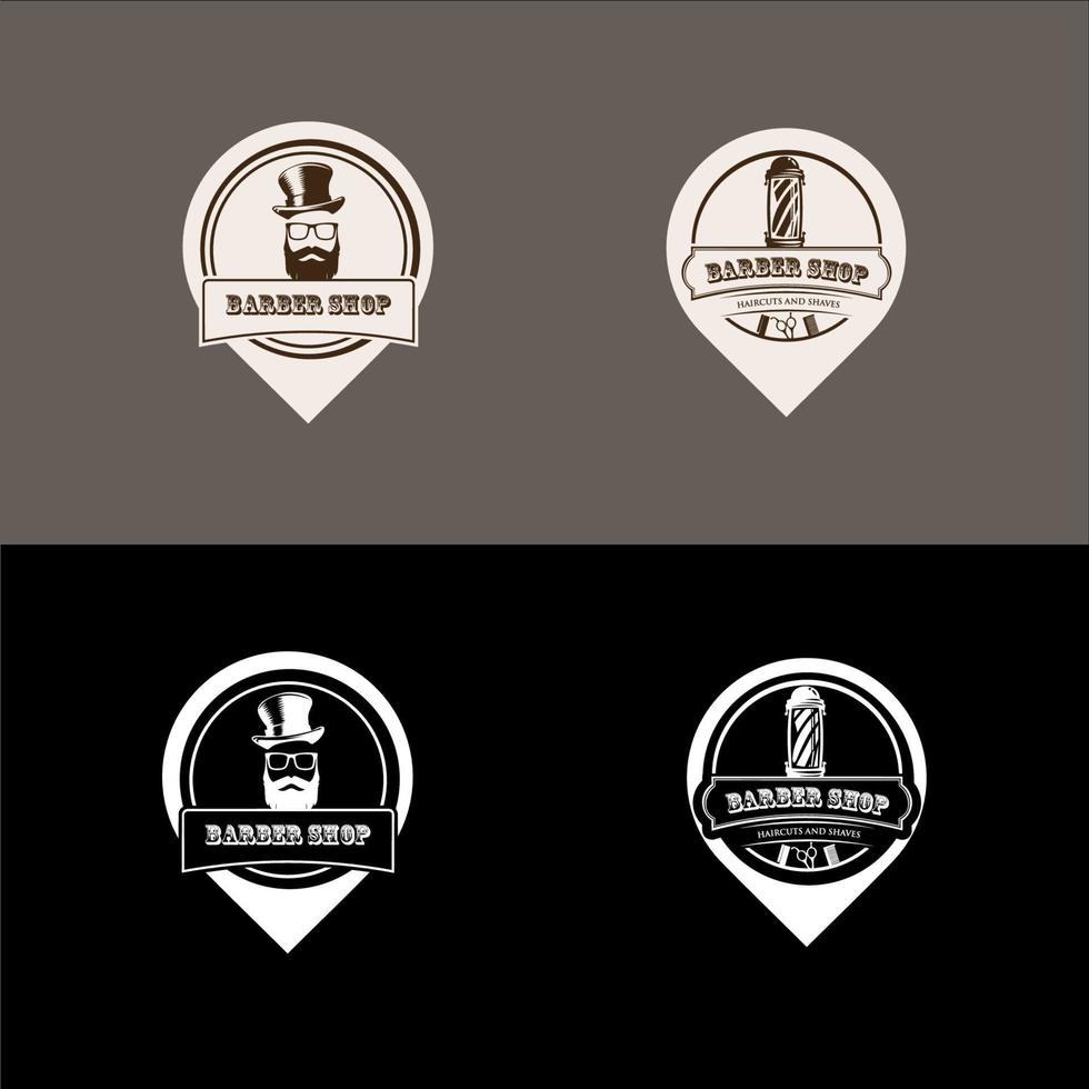 conjunto de insignias y emblemas de peluquería vintage. vector premium de diseño de logotipo