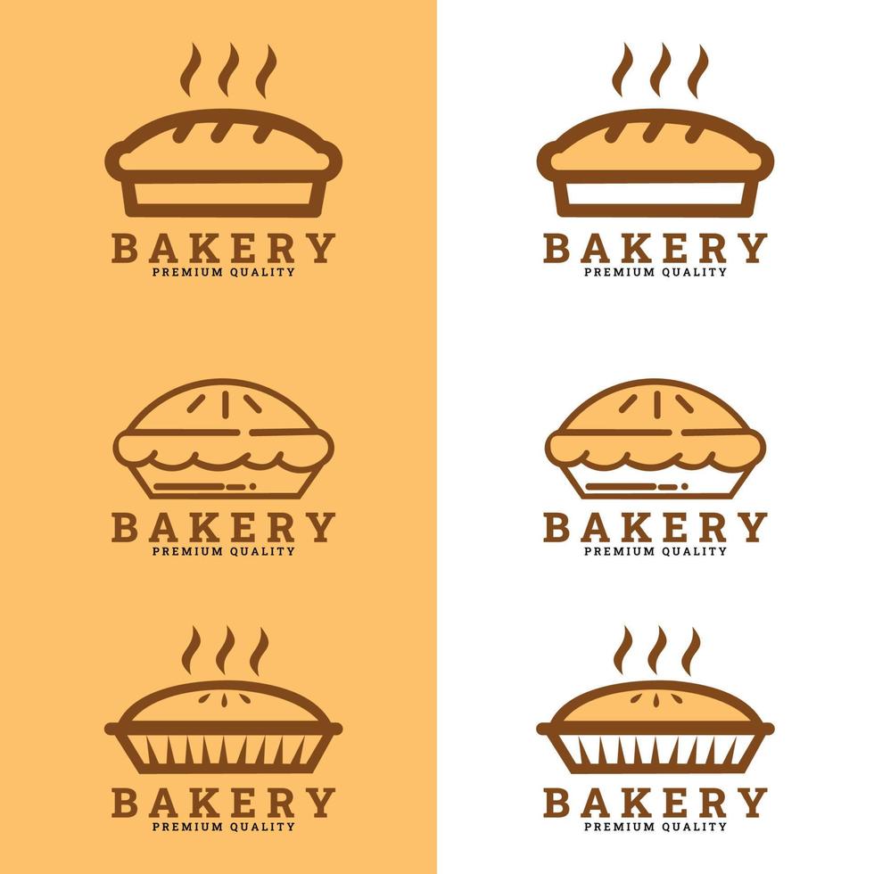 Pie Logo Label Bakery Vector Graphic Design. Bakery shop set of vector monochrome emblems, badges, labels