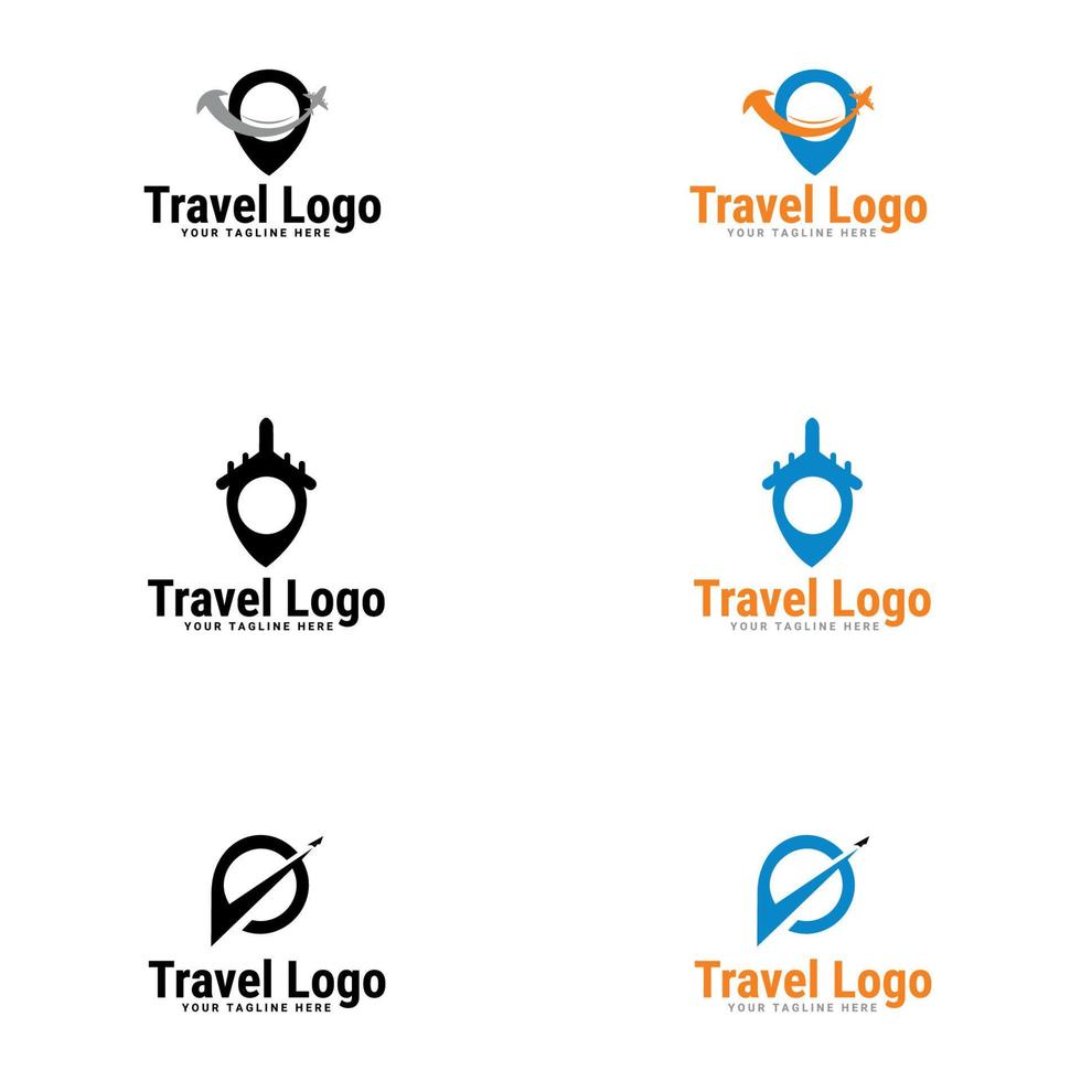 plantilla de diseño de logotipo de punto de viaje. agencia de viajes y guia turistico vector