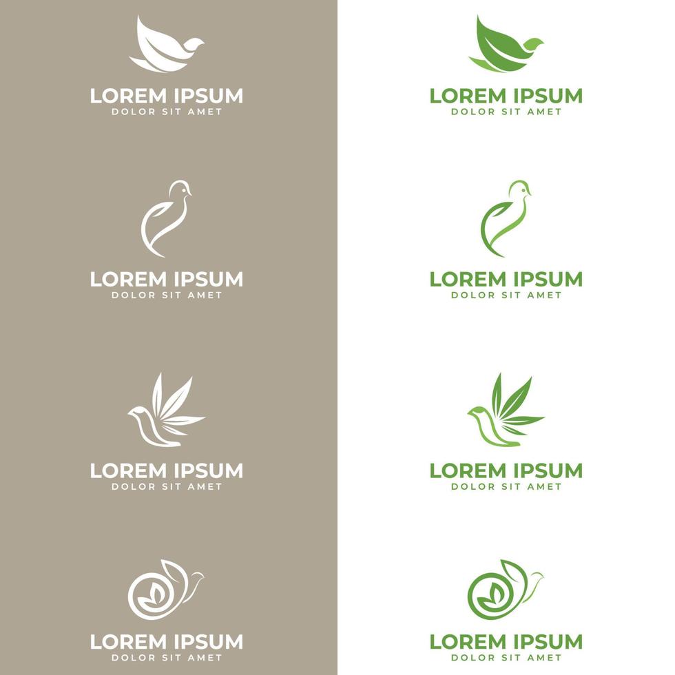 plantilla de icono de vector de logotipo de hoja de pájaro. adecuado para el logotipo de la empresa, impresión, digital, icono, aplicaciones y otros fines de material de marketing. conjunto de logotipo de pájaro