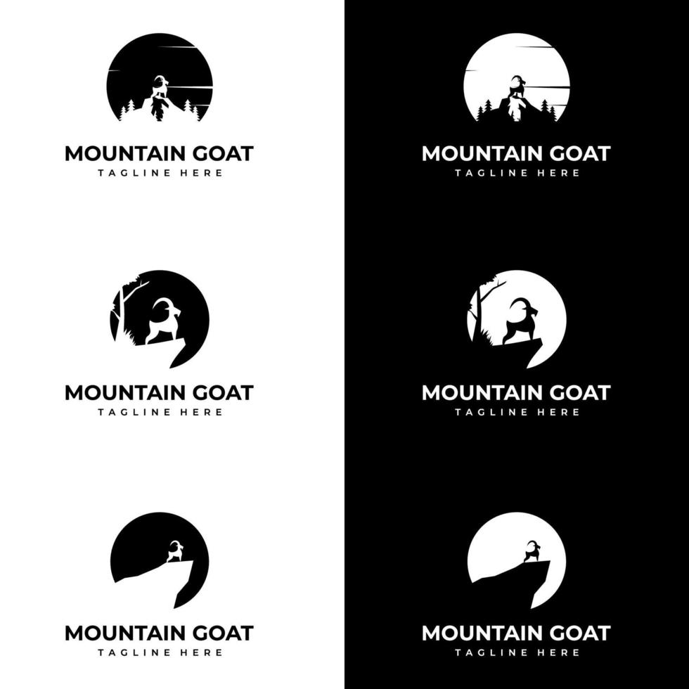 Mountain Goat Logo Vector. Ibex standing on the cliff graphic vector. vector