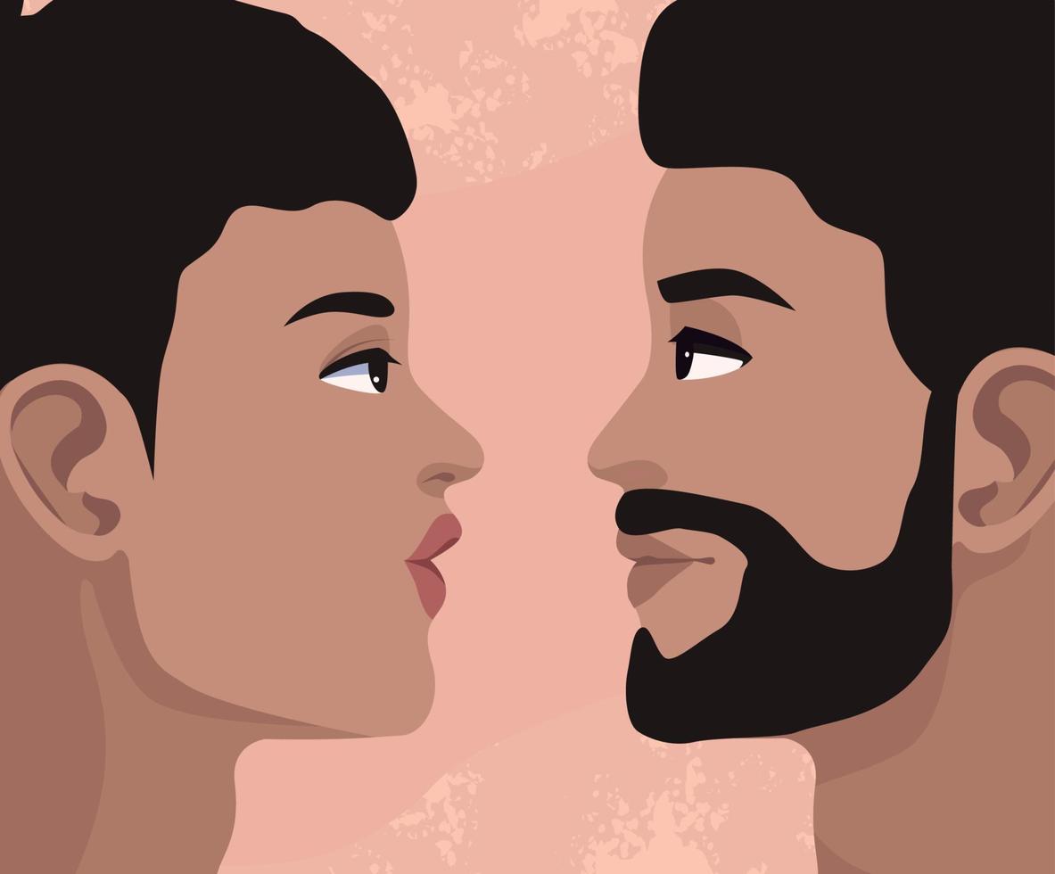 couple face to face vector