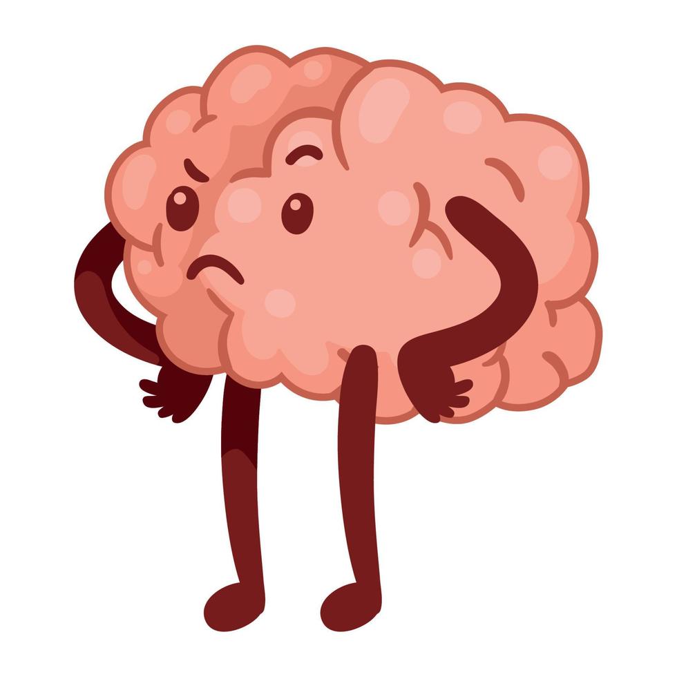 angry brain comic character vector