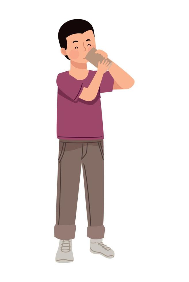 young man drinking coffee vector