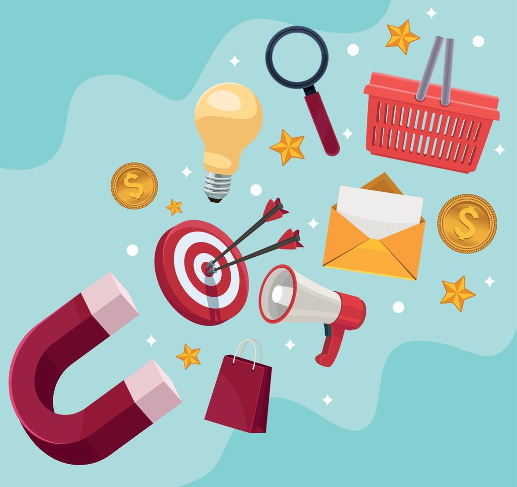 digital marketing with magnet vector