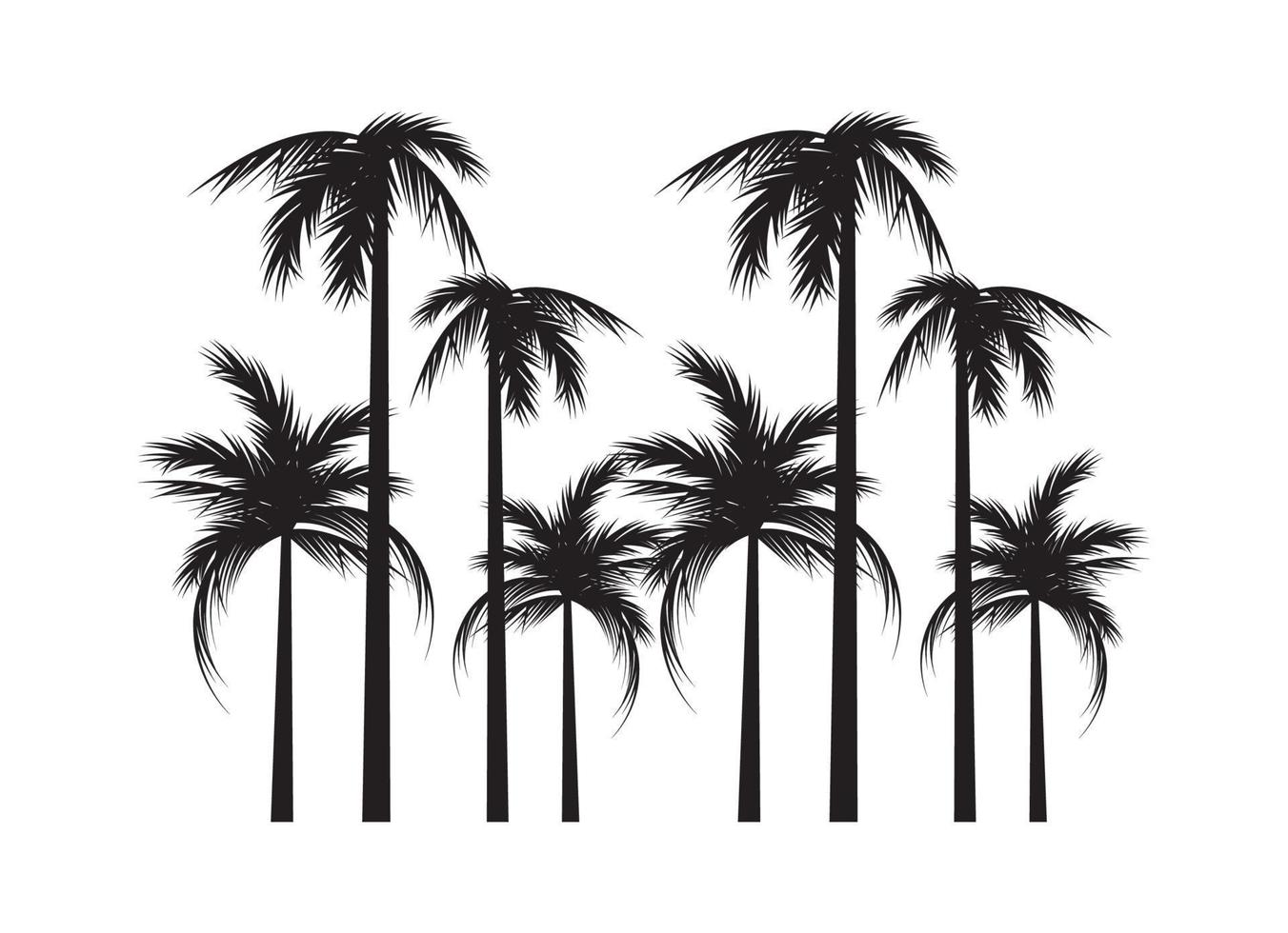 árboles playa palmeras siluetas vector