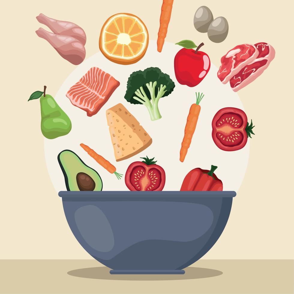 bowl with healthy food vector