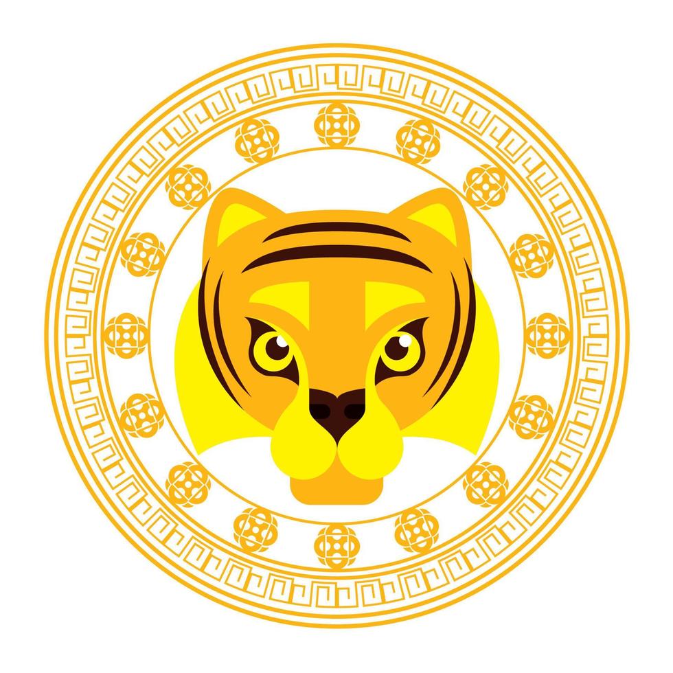 cabeza de tigre chino dorado vector