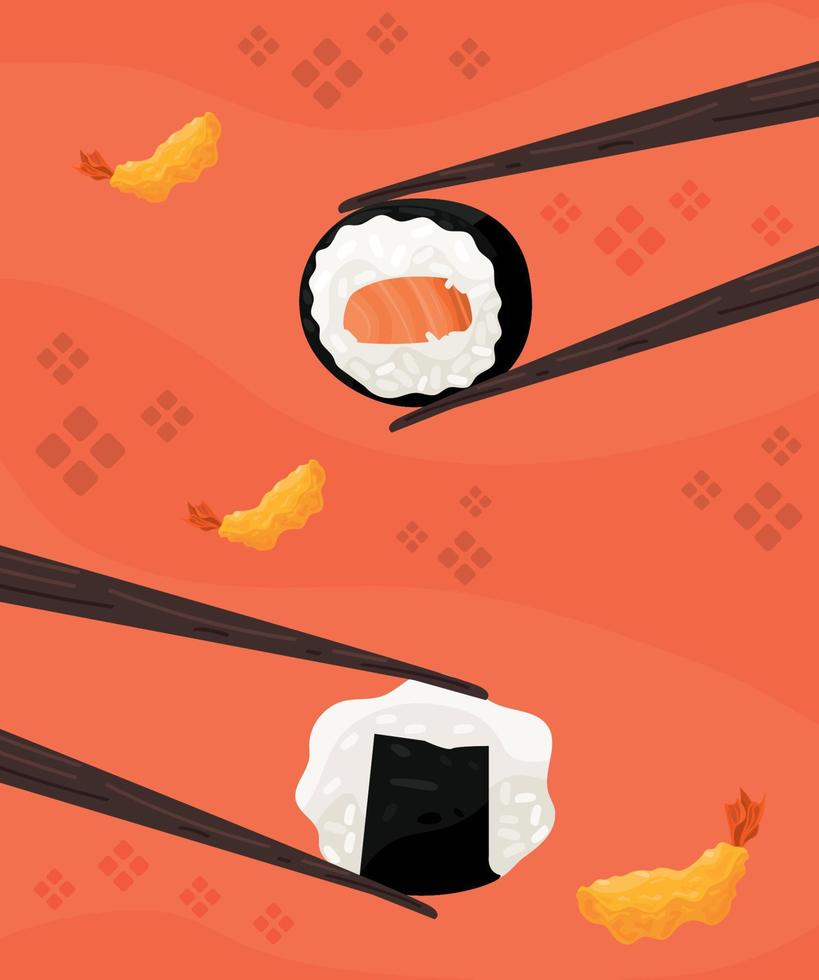 ebi furai and sushi vector