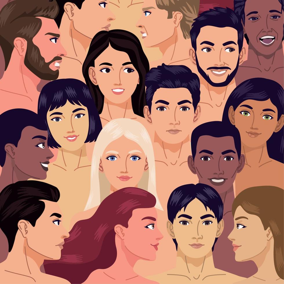 group of persons naked vector