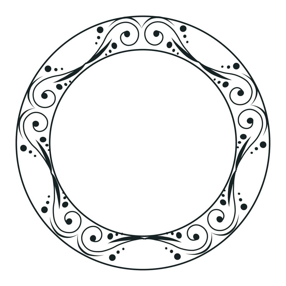 monochrome vintage circular frame vector