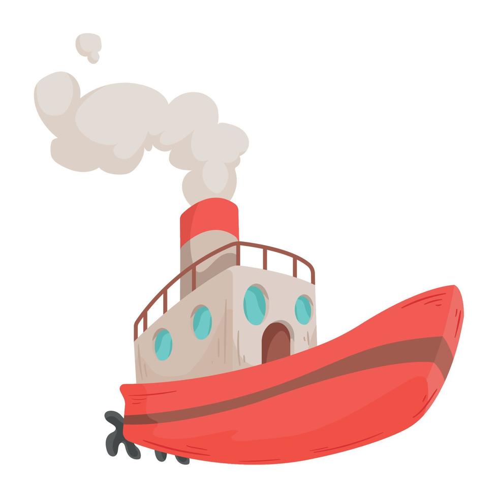 red steamboat vehicle vector