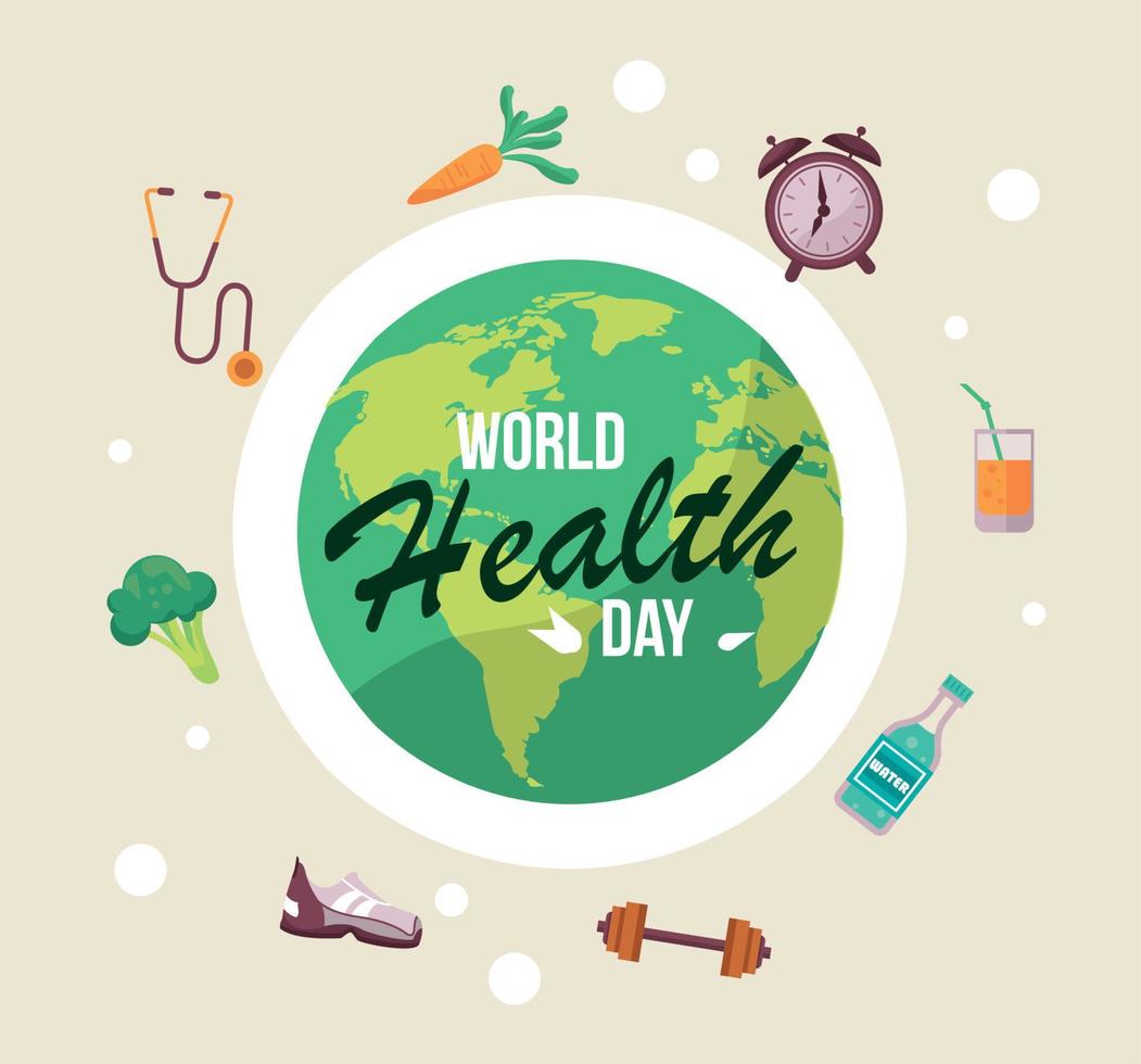 world health day lettering vector