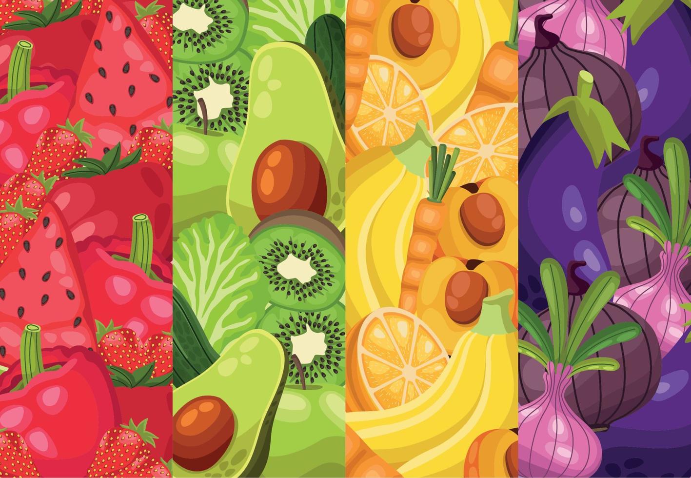 etiquetas de frutas y verduras vector